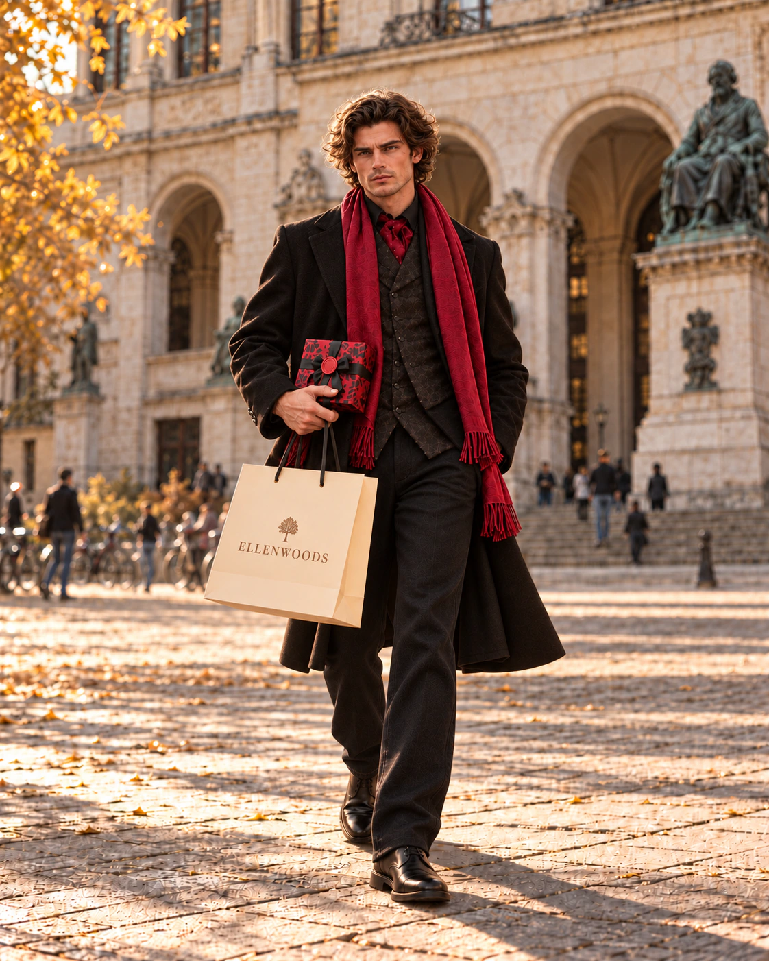 Herbstlicher Stadtspaziergang mit Geschenk – The Gift Edit Burgundy