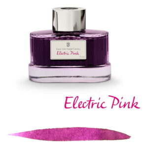 Graf von Faber-Castell Tintenglas Electric Pink, 75 ml, Ident-Nr. 141014, mit Farbbezeichnung und Tintenmuster