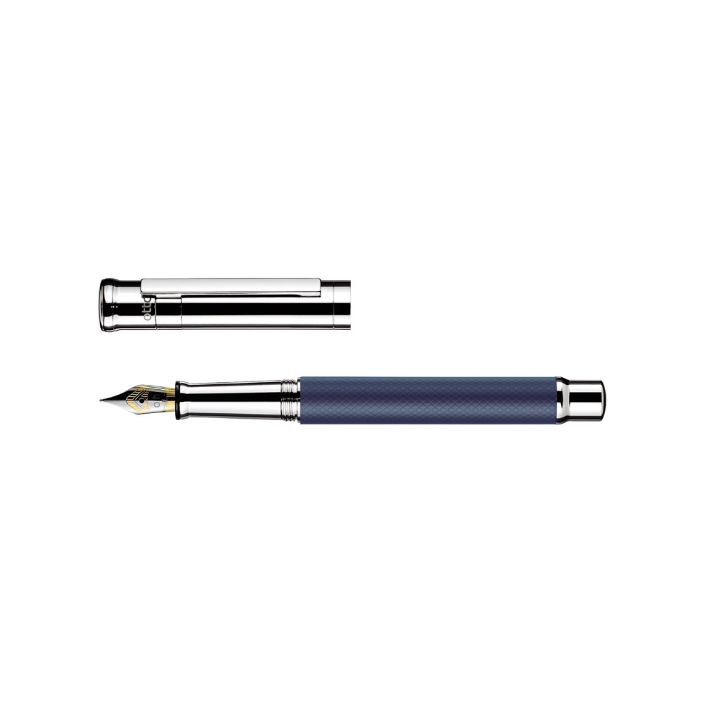 Otto Hutt design04 Füllfederhalter Blau Platin Karo-Guillochierung matt – Feder M