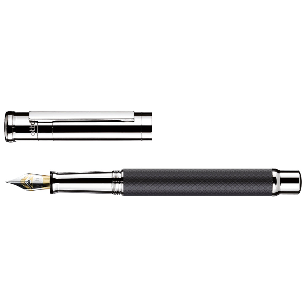 Otto Hutt design04 Füllfederhalter Schwarz Platin Karo-Guillochierung matt – Feder M