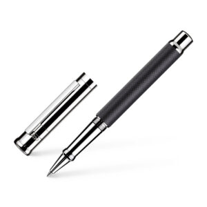 Otto Hutt design04 Tintenroller Schwarz Platin Karo-Guillochierung matt